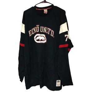 Men’s Ecko Unlimited Oversized Longsleeved Classic Tee, Red, Wht, & Blue SZ XL